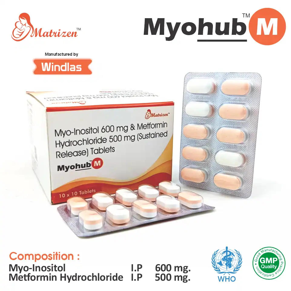 Metformin (500mg) + Myo-Inositol (600mg) at best price in PCD Pharma Franchise for Antidiabetic and Diabetes Management.